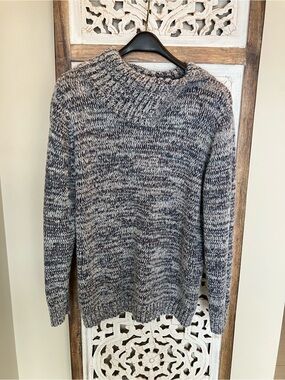 cleo Marled Navy and Light Gray Crewneck Sweater